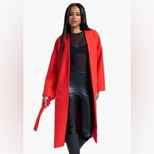 New** Wrap Front Double Knit Robe Coat size Small JUSTFAB